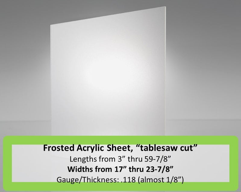 Frosted Acrylic Lens-.118 gauge-Widths 17in.-23.875in. x Lengths 3in.-59.875in. - 1800ceiling
