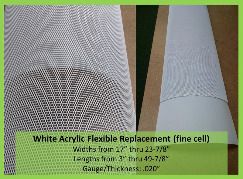 White Flexible Overlay Light Lenses. Widths from 17in thru 23.875in - 1800ceiling