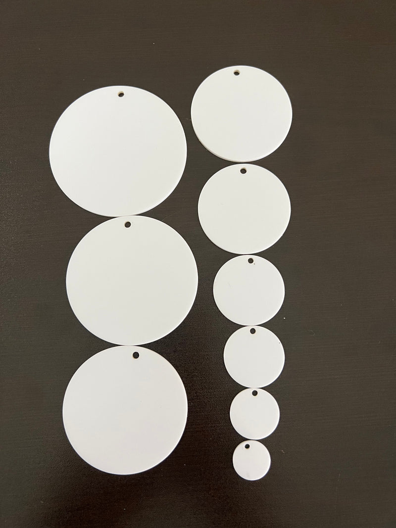 BULK PACKED-Round Keychain Blanks-White Acrylic, .085" thick - 1800ceiling