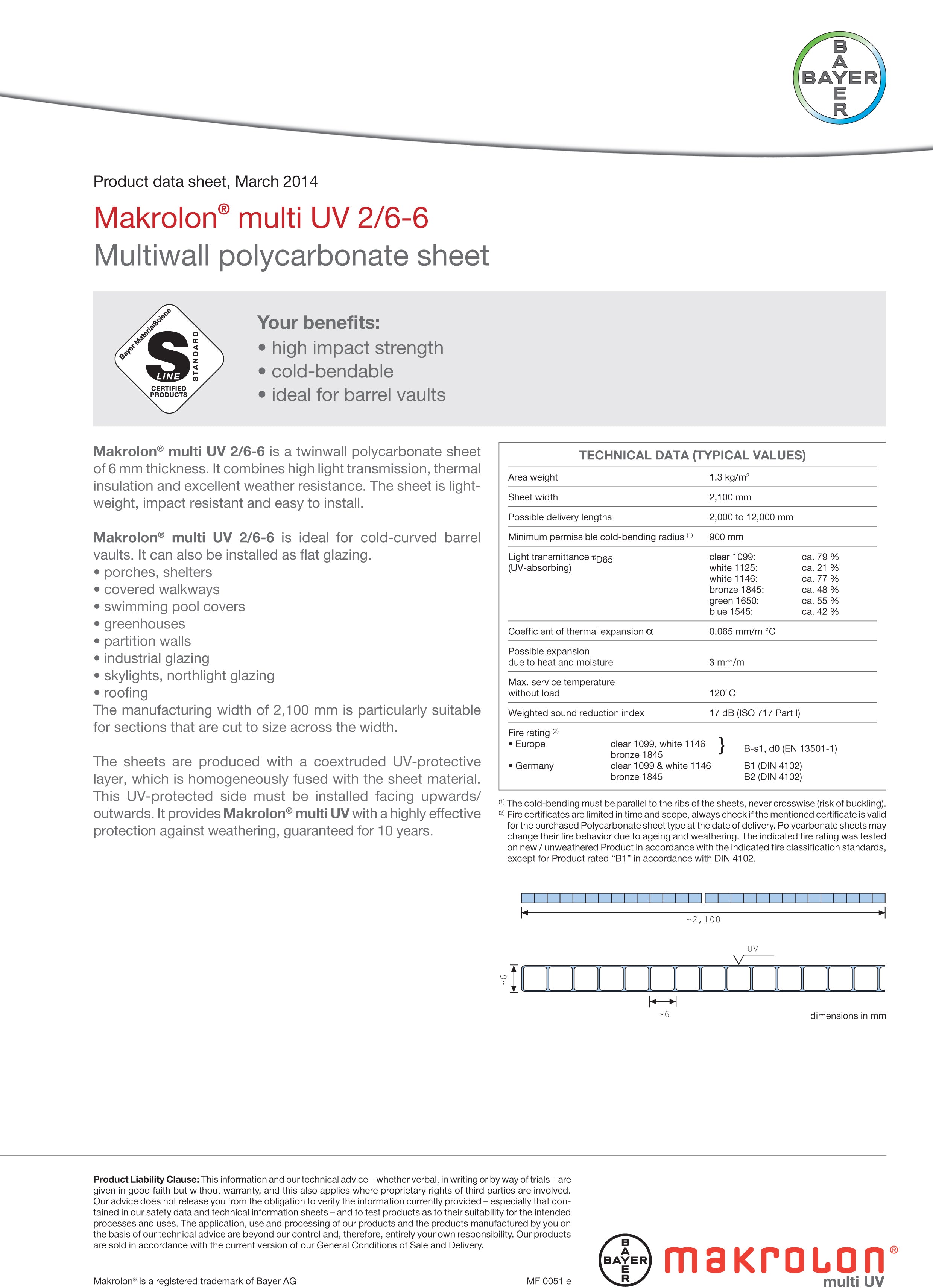 Makrolon Multi Wall 6mm White, Widths 24in-29.875in., Lengths 24in.-29.875in - 1800ceiling