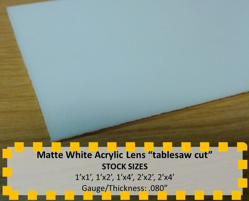 Matte White Acrylic Lens-Stock Sizes - 1800ceiling