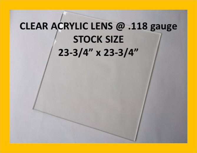 Clear Acrylic Lens. @118g-Stock Size 23.75 x 23.75 - 1800ceiling