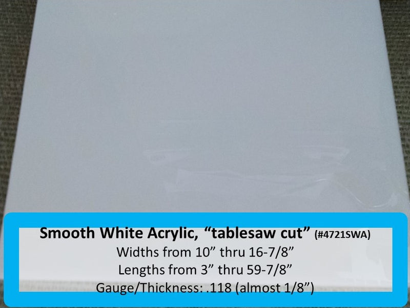 Smooth White Acrylic Light Lens-.118 gauge-Widths 10in.-16.875in. x Lengths 3in.-59.875in. - 1800ceiling