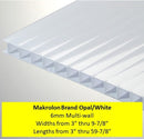 Makrolon Multi Wall 6mm White, Widths 3in thru 9.875, Lengths 3in thru 59.875in. - 1800ceiling