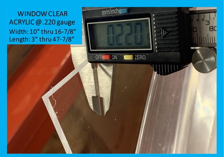Clear Acrylic @.220 gauge-Widths 10in.-16.875in., Lengths 3in.-47.875in. - 1800ceiling