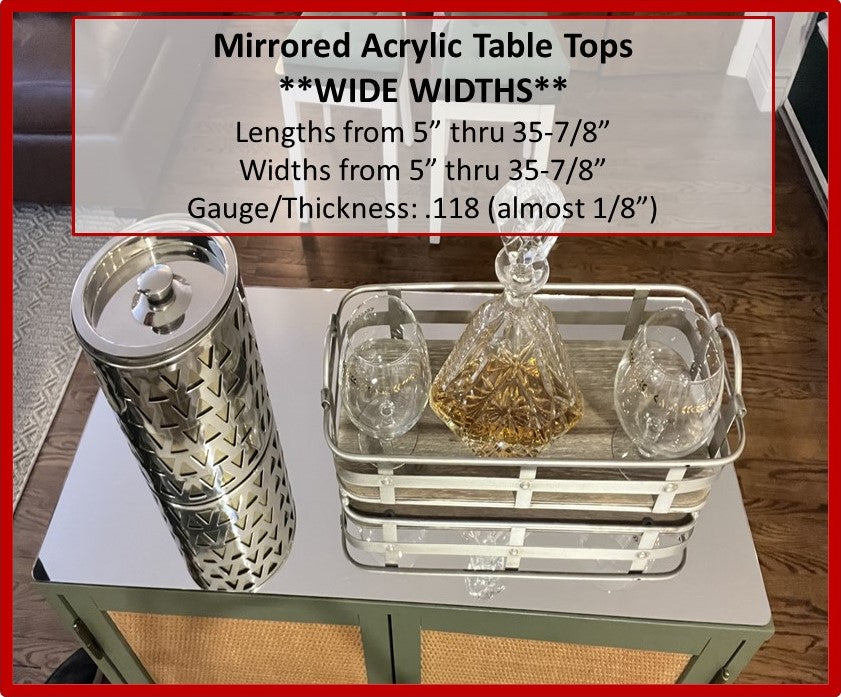 Wide Width Mirrored Acrylic Table Top, 35.875 x 35.875 MAX - 1800ceiling