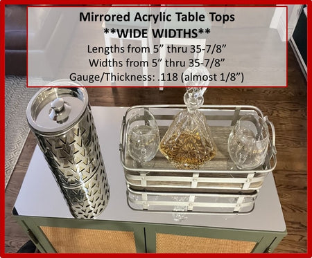 Wide Width Mirrored Acrylic Table Top, 35.875 x 35.875 MAX - 1800ceiling