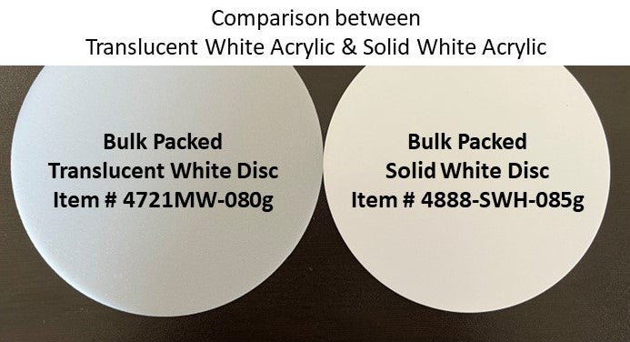 BULK PACKED-White Translucent Acrylic Blanks, .080