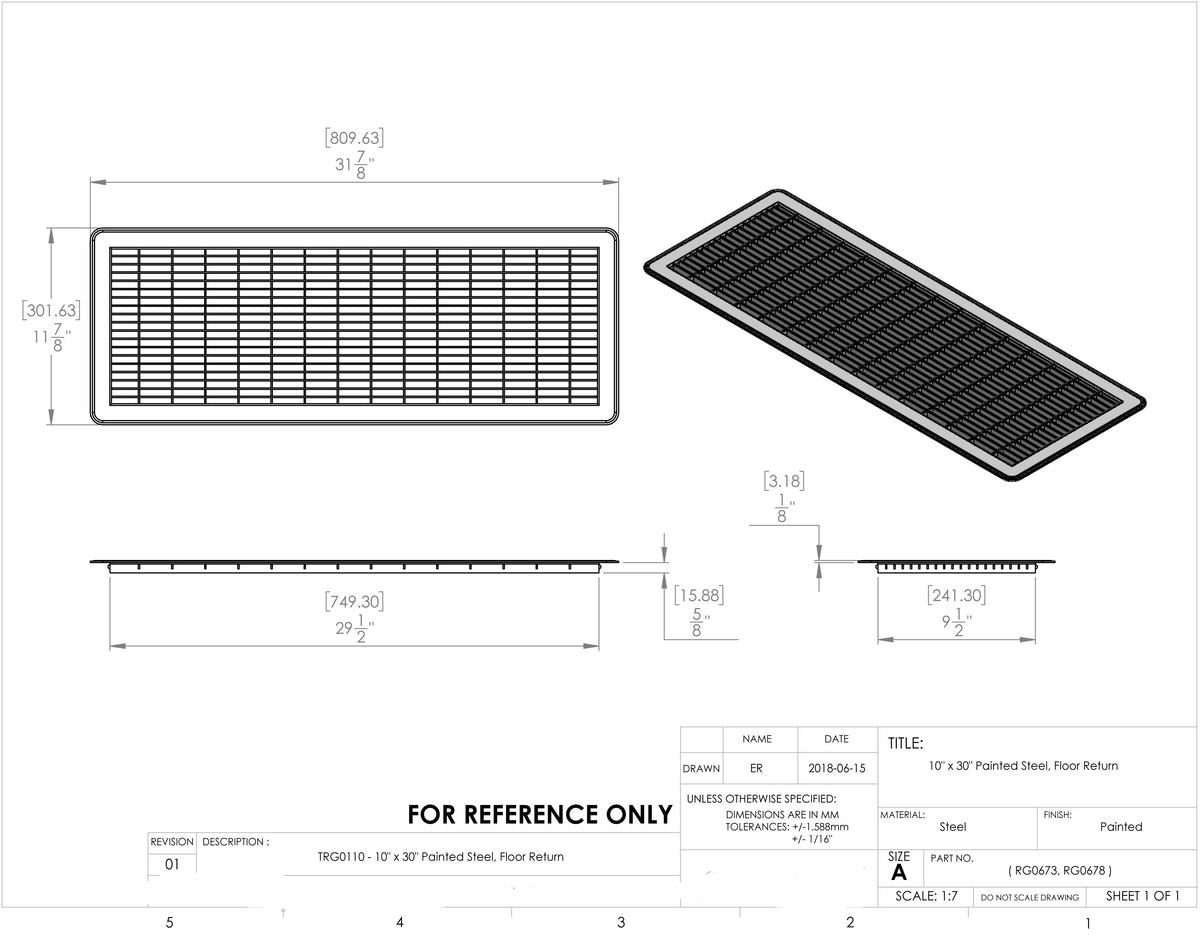 30"x10" Metal Floor Return Air Grill-WHITE - 1800ceiling