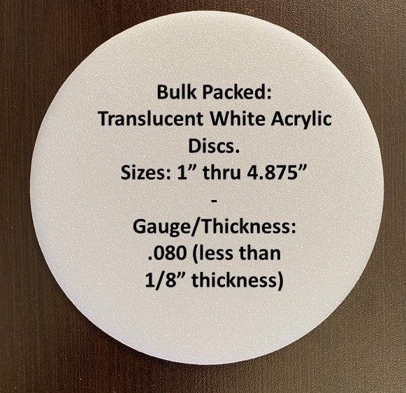 BULK PACKED-White Translucent Acrylic Blanks, .080" thick - 1800ceiling