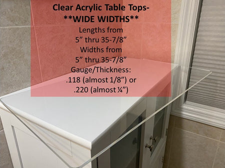 Wide Width Custom Clear Acrylic Table Top, 35.875 x 35.875 MAX - 1800ceiling