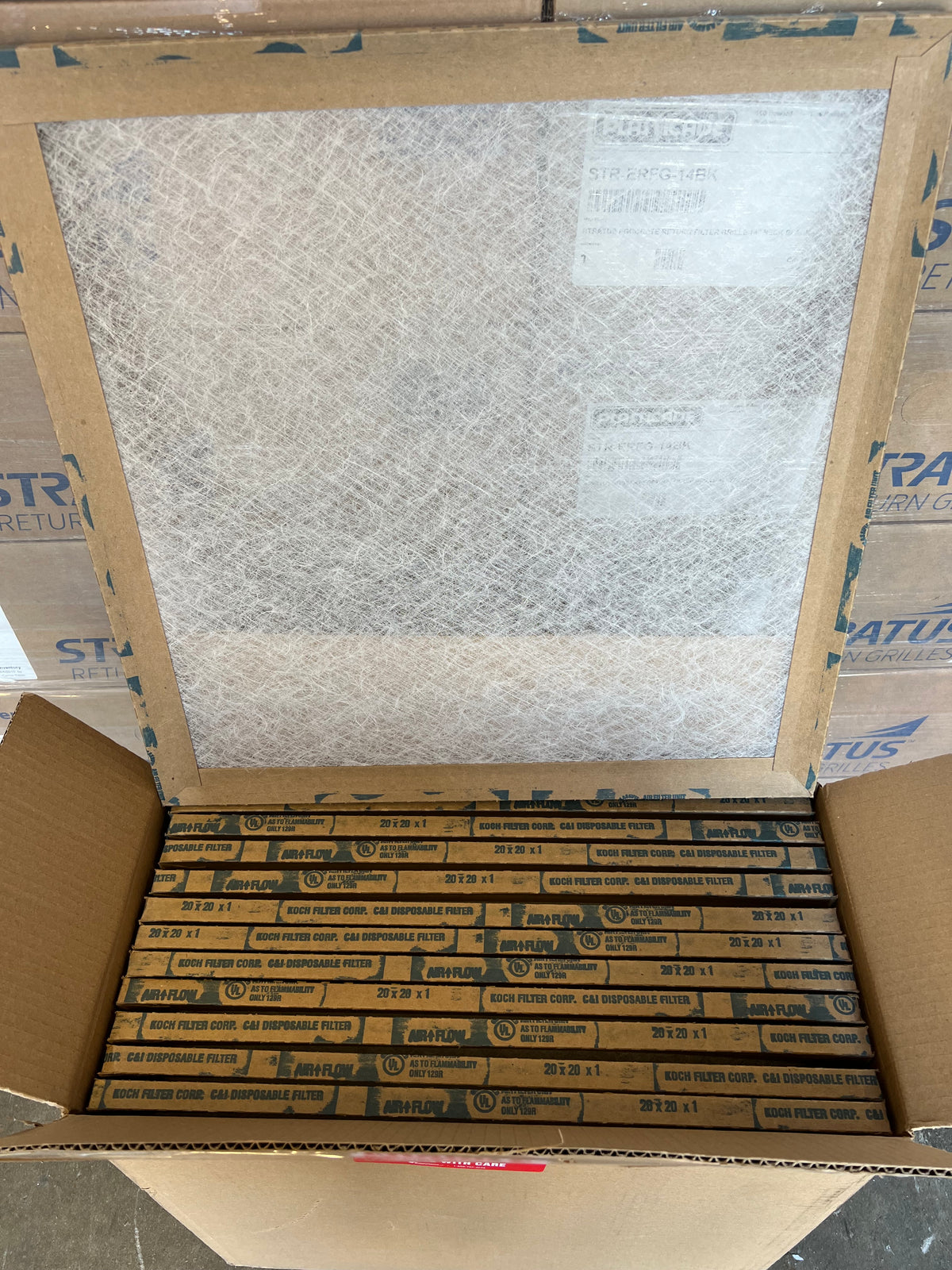 20"x20"x1" Fiberglass Throw Away Replacement Filter-Case of 12 - 1800ceiling