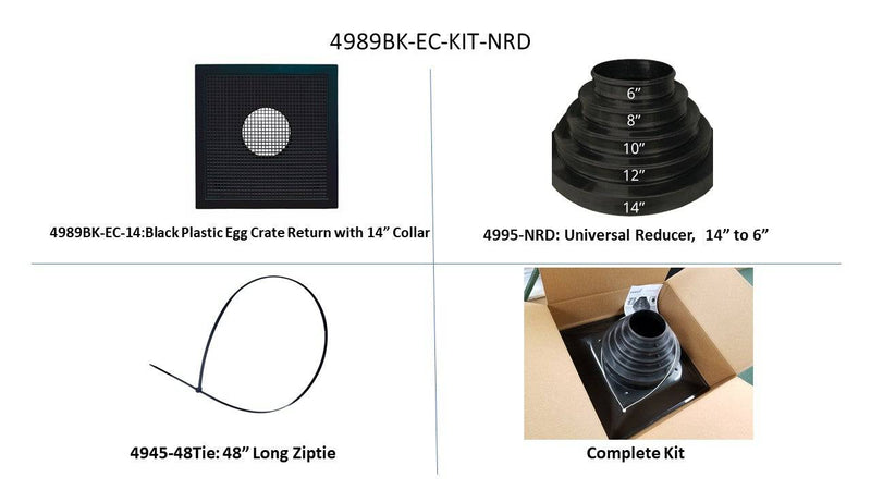 Black Plastic Return with Universal Collar - 1800ceiling