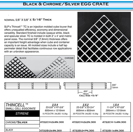 Chrome/Silver Polystyrene Egg Crate Louvers - 1800ceiling