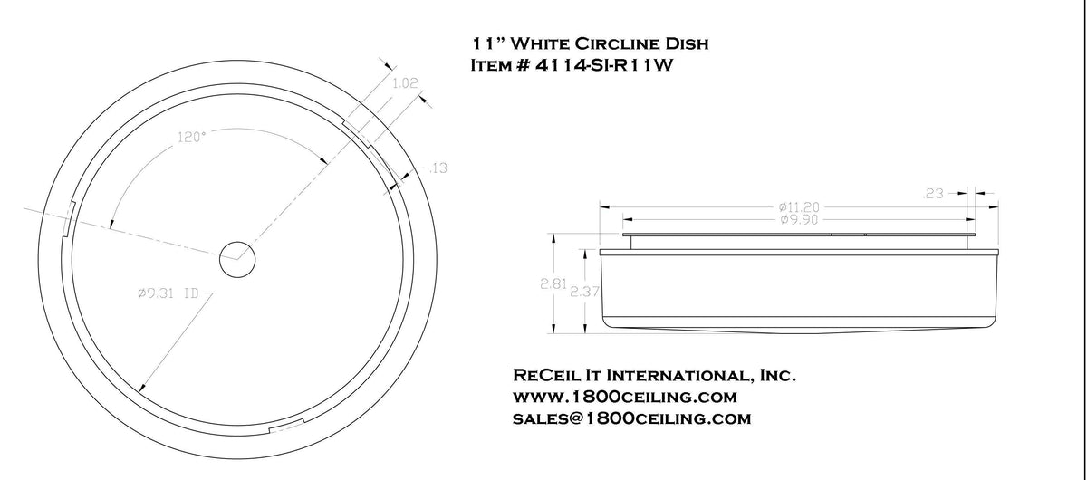 Circline "Drum"  11" White (2-5/8" Deep, 11" OD, 10" Fitter) - 1800ceiling