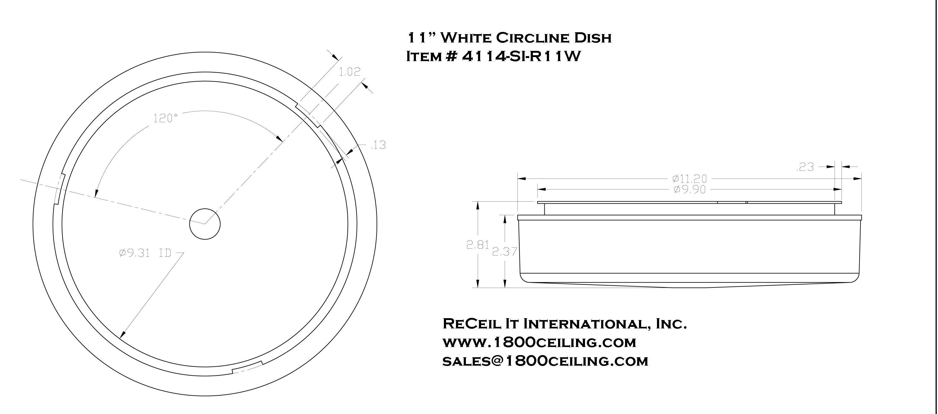 Circline "Drum"  11" White (2-5/8" Deep, 11" OD, 10" Fitter) - 1800ceiling