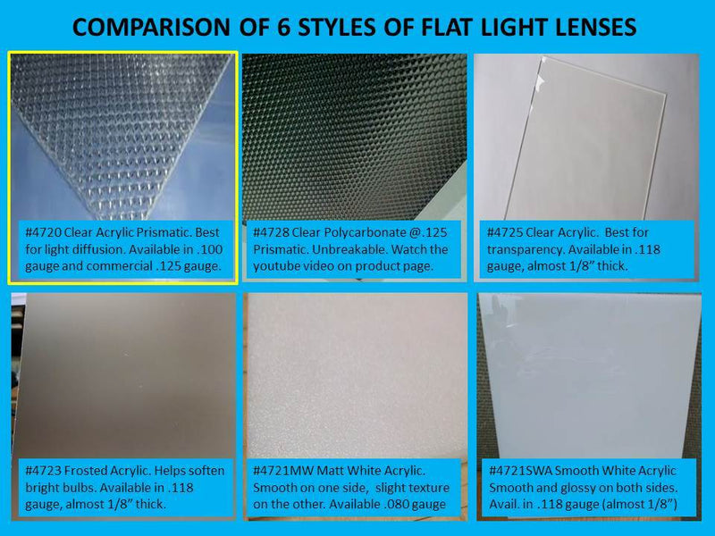 Clear Acrylic Prismatic Light Lens 11-7/8" thru 15-7/8" wide x 47-7/8" x 50" long - 1800ceiling