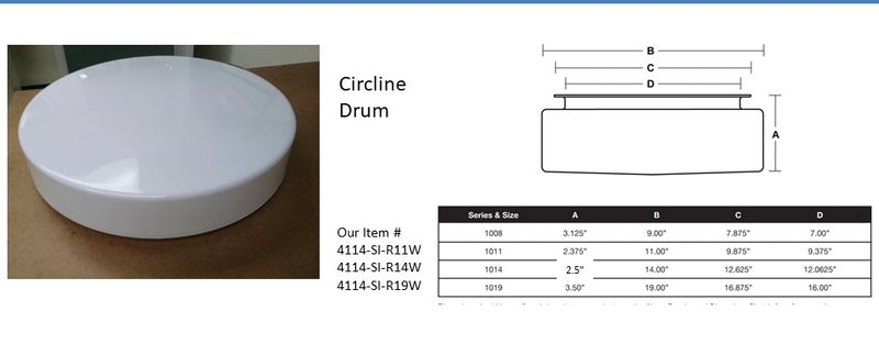 Circline "Drum" 14" White (2-1/2" Deep, 14" OD, 12-5/8" Fitter) - 1800ceiling