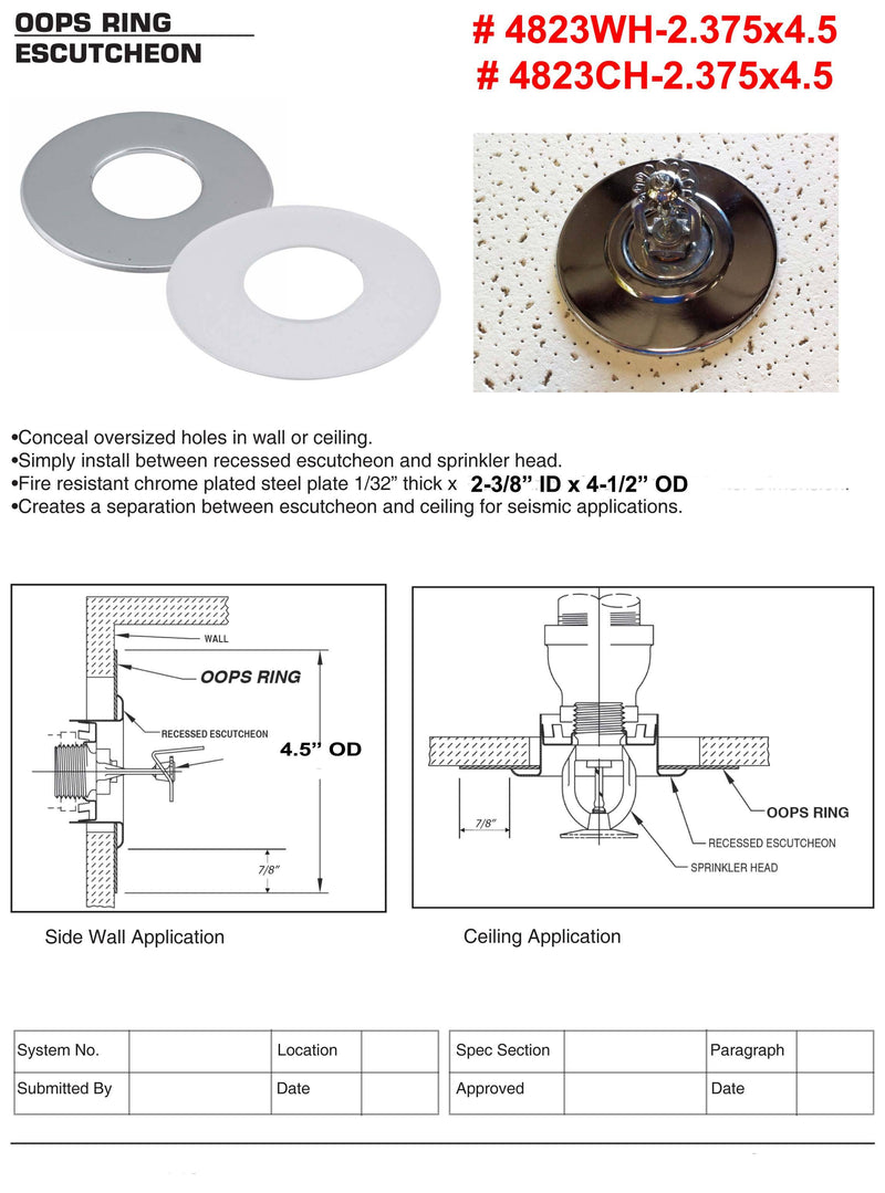 Goof Ring, Chrome Metal, 2-3/8" ID x 4.5" OD - 1800ceiling