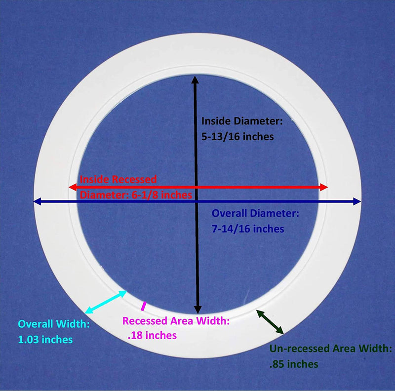 Goof Ring, White Plastic, 5-13/16" ID x 7-7/8" OD - 1800ceiling