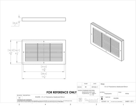 Imperial White Plastic Baseboard Return Air Grilles - 1800ceiling