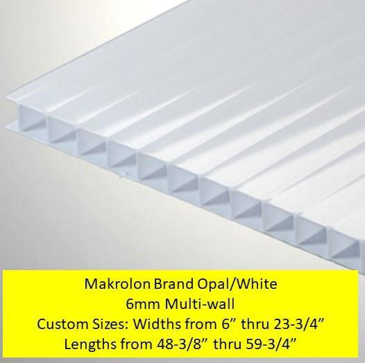 Makrolon Multi Wall 6mm White From 6"- 23-3/4" widths x 48-3/8"- 59-3/4" lengths CUSTOM SIZES - 1800ceiling