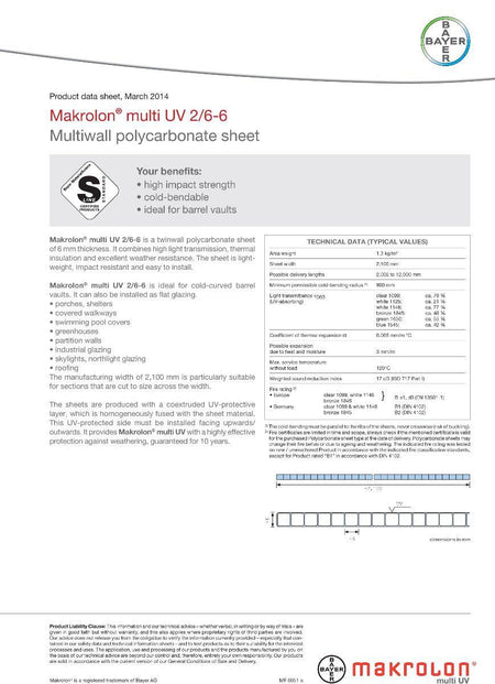 Makrolon Multi Wall 6mm White From 6"-29" x 24"-48-5/16" CUSTOM SIZES - 1800ceiling