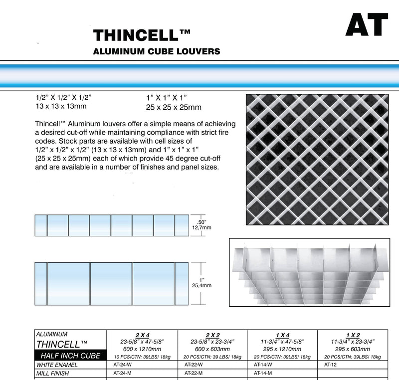 MILL Finish 1/2" Aluminum Egg Crate -2'x2' (actual: 23-3/4" x 23-3/4") - 1800ceiling