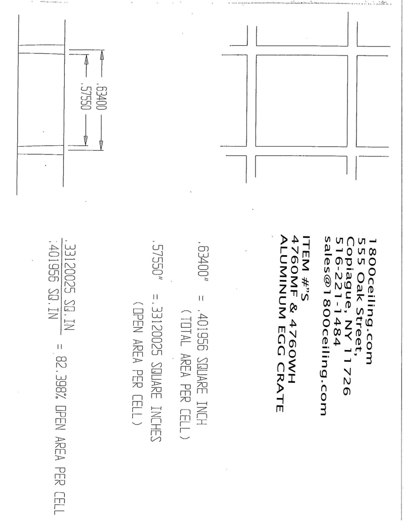 MILL Finish 1/2" Aluminum Egg Crate -2'x2' (actual: 23-3/4" x 23-3/4") - 1800ceiling