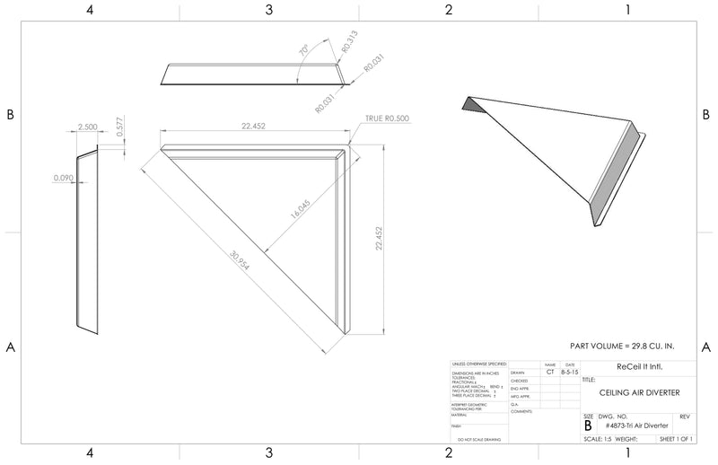 Plastic Ceiling Corner Air Diverter - 1800ceiling