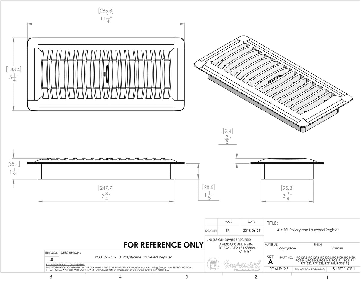 Plastic Louvered Floor Register - 1800ceiling