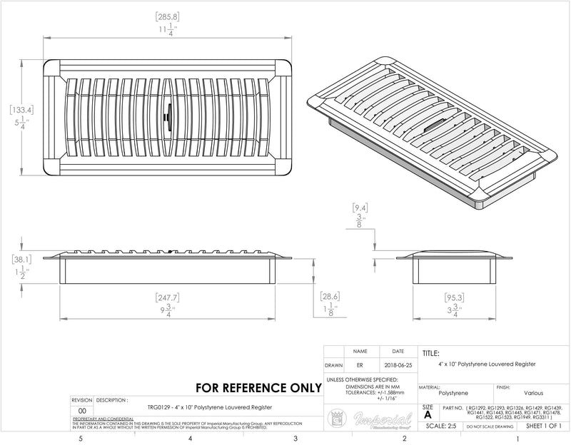 Plastic Louvered Floor Register - 1800ceiling