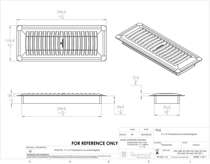 Plastic Louvered Floor Register - 1800ceiling