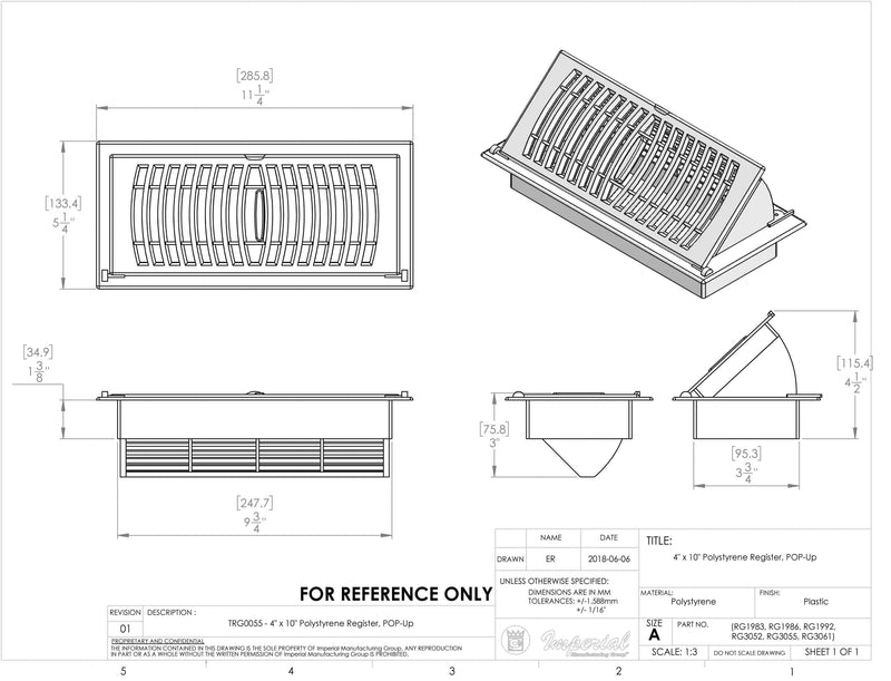 Plastic Pop-Up Floor Register - 1800ceiling