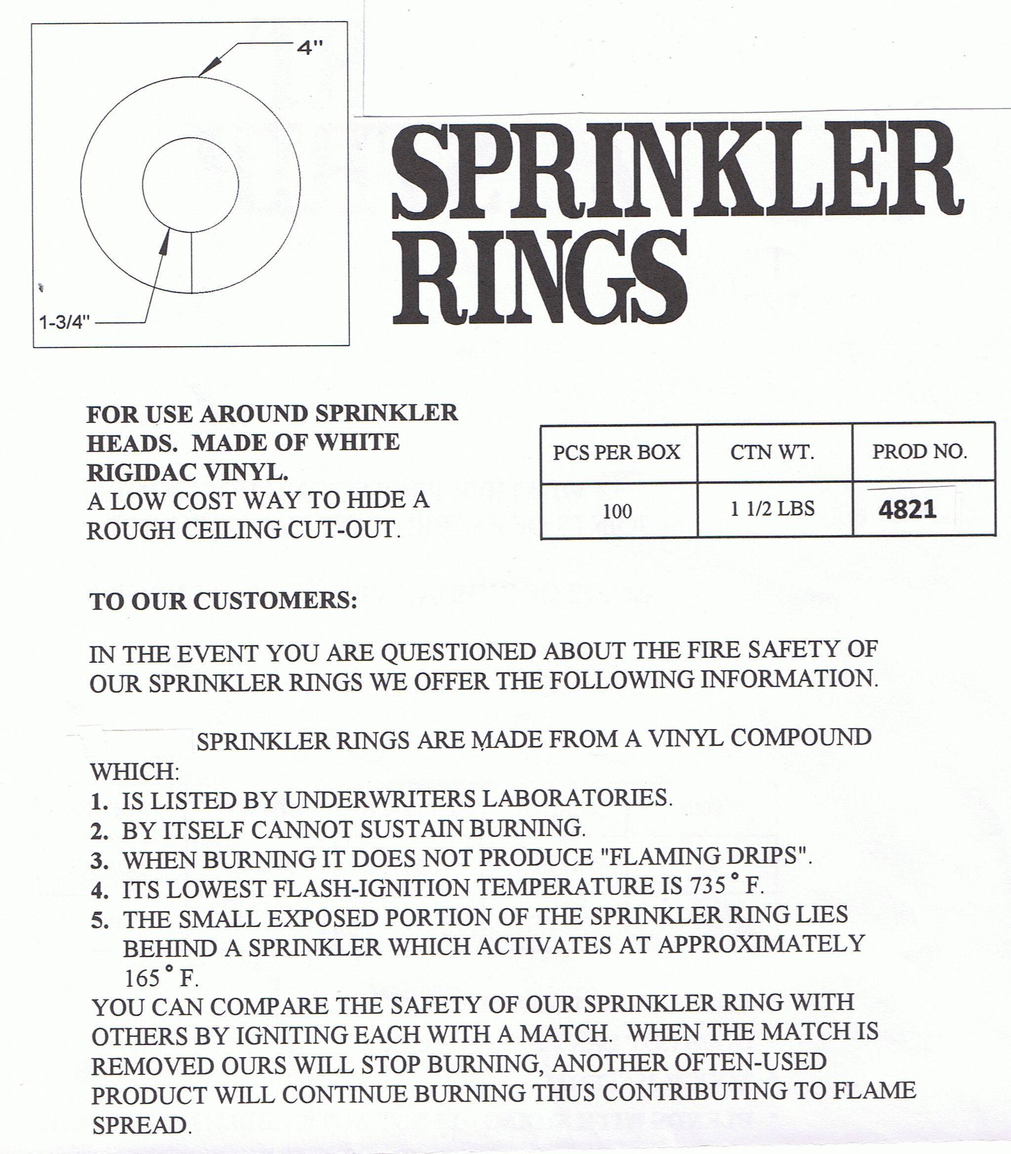 Plastic Sprinkler Escutcheon Rings - 1800ceiling