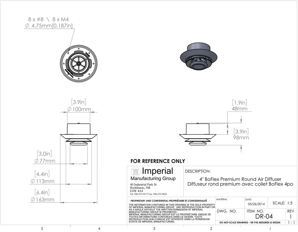 Premium Round Air Diffuser with Collar - 1800ceiling
