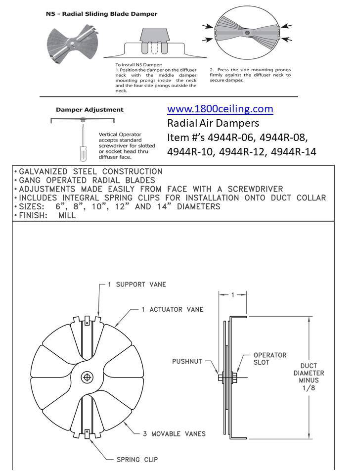 Radial Air Dampers 6" thru 14" - 1800ceiling