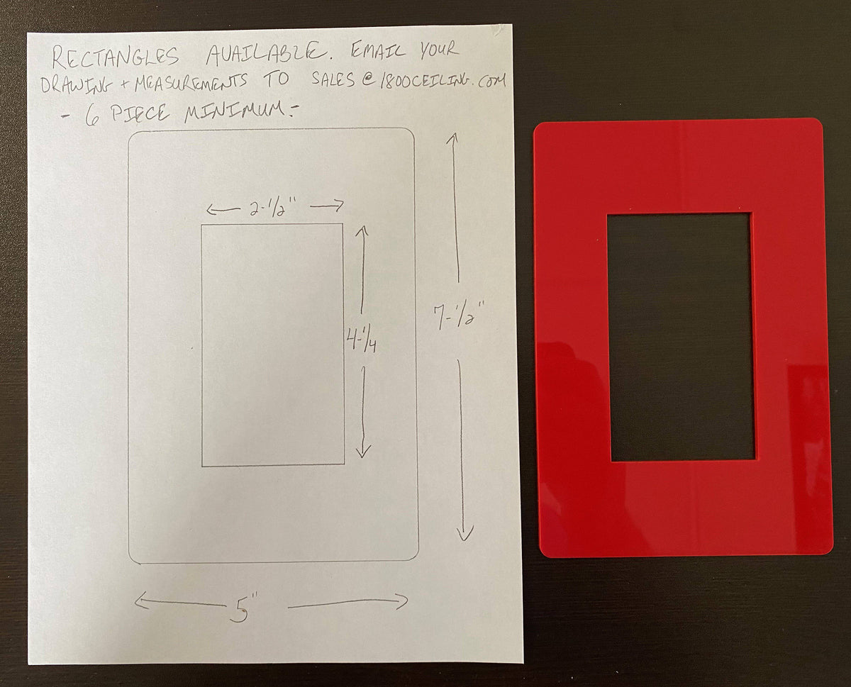 Red Custom Square Goof Plates .118 gauge red acrylic-4 Pcs. Min. - 1800ceiling