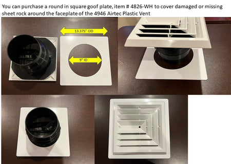 White Custom Round in Square Goof Plates .085 acrylic - 1800ceiling