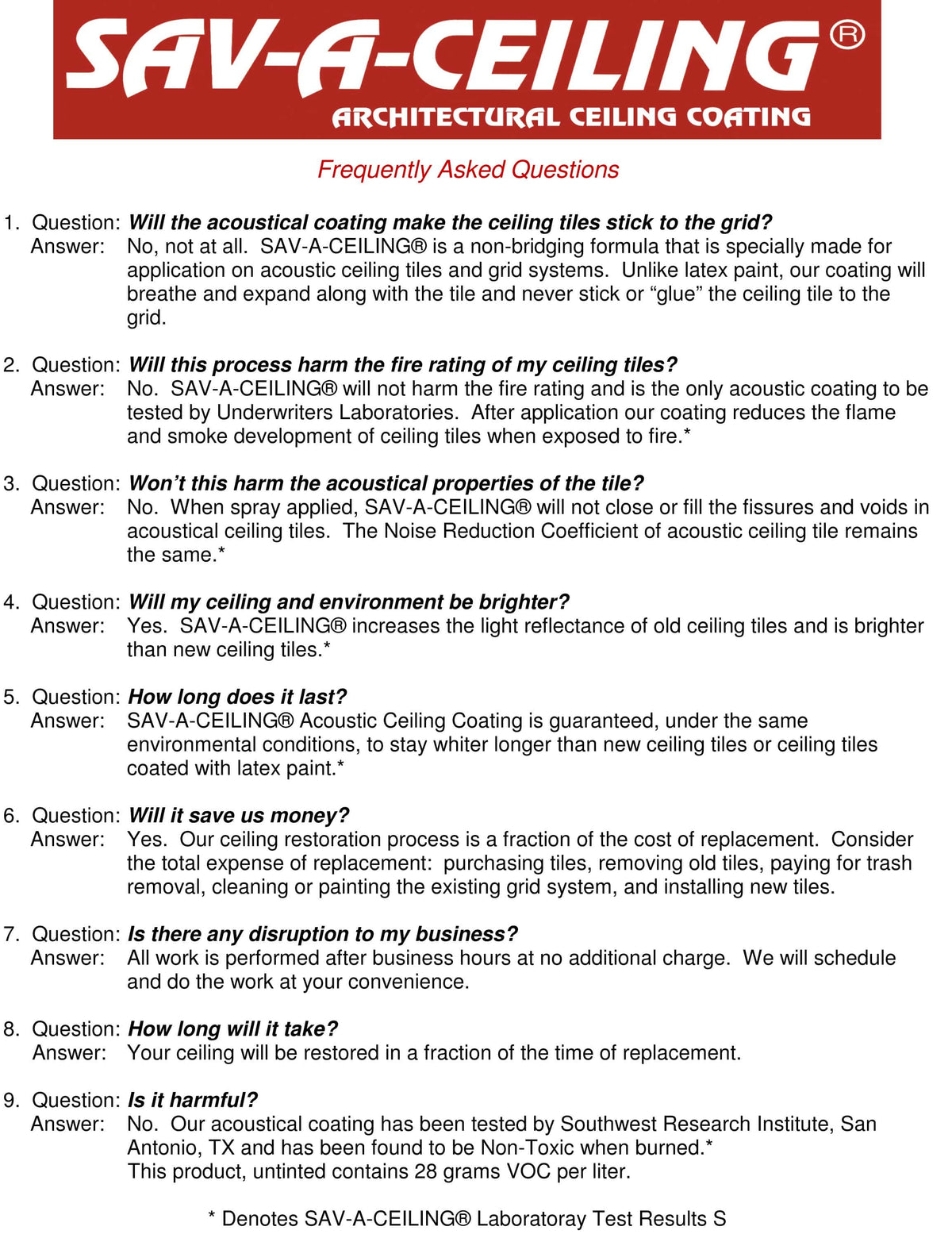 SAV-A-CEILING Architectural Ceiling Coating-5 Gallon Pail - 1800ceiling