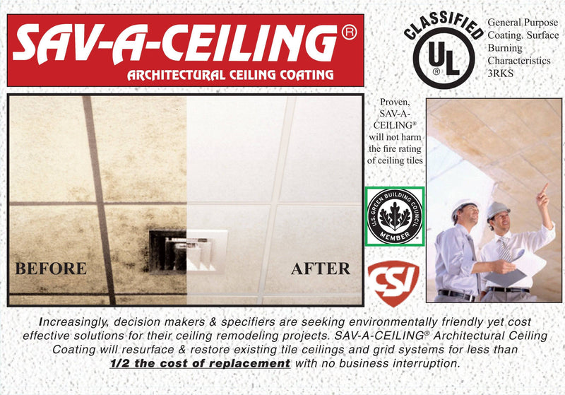 SAV-A-CEILING Architectural Ceiling Coating-5 Gallon Pail - 1800ceiling