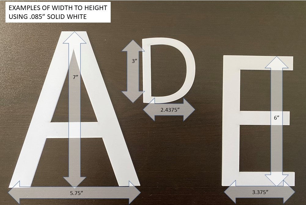 Solid White Acrylic Letters (.085 thick) - 1800ceiling