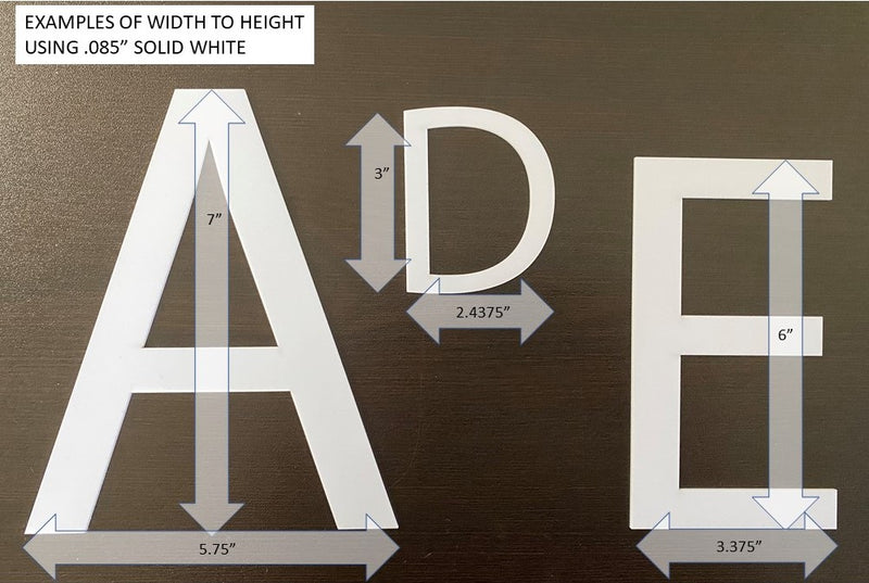 Solid White Acrylic Letters (.085 thick) - 1800ceiling