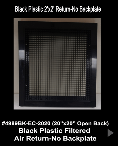 Stratus BLACK Plastic Filtered Air Return-No Backplate - 1800ceiling