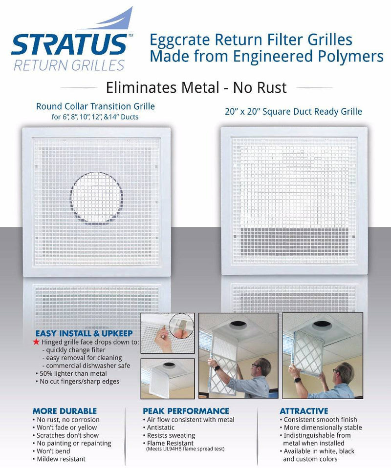 Stratus BLACK Plastic Filtered Air Return-No Backplate - 1800ceiling