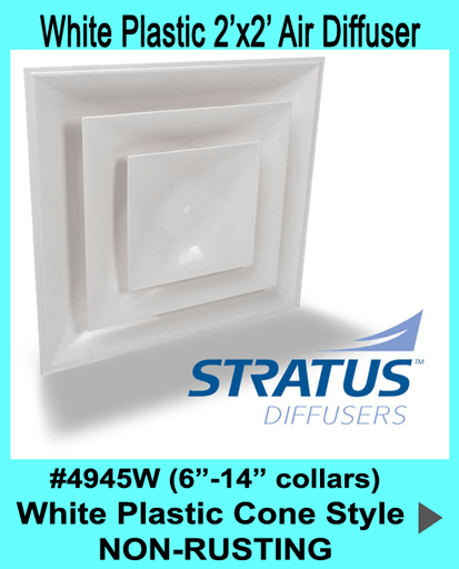 Stratus White Plastic 2'x2' CONE Air Diffusers - 1800ceiling