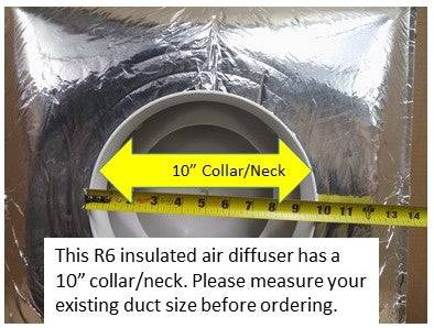 Stratus White Plastic Cone Style Diffuser with R6 insulation tent - 1800ceiling