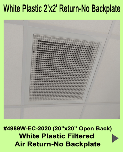 Stratus WHITE Plastic Filtered Air Return-No Backplate - 1800ceiling