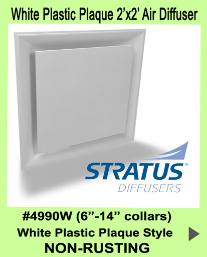 Stratus White Plastic PLAQUE Style 2'x2' Air Diffuser - 1800ceiling