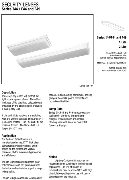 Vandal Resistant Lens 51" long x 9-1/2" wide x 3-1/4" deep - 1800ceiling